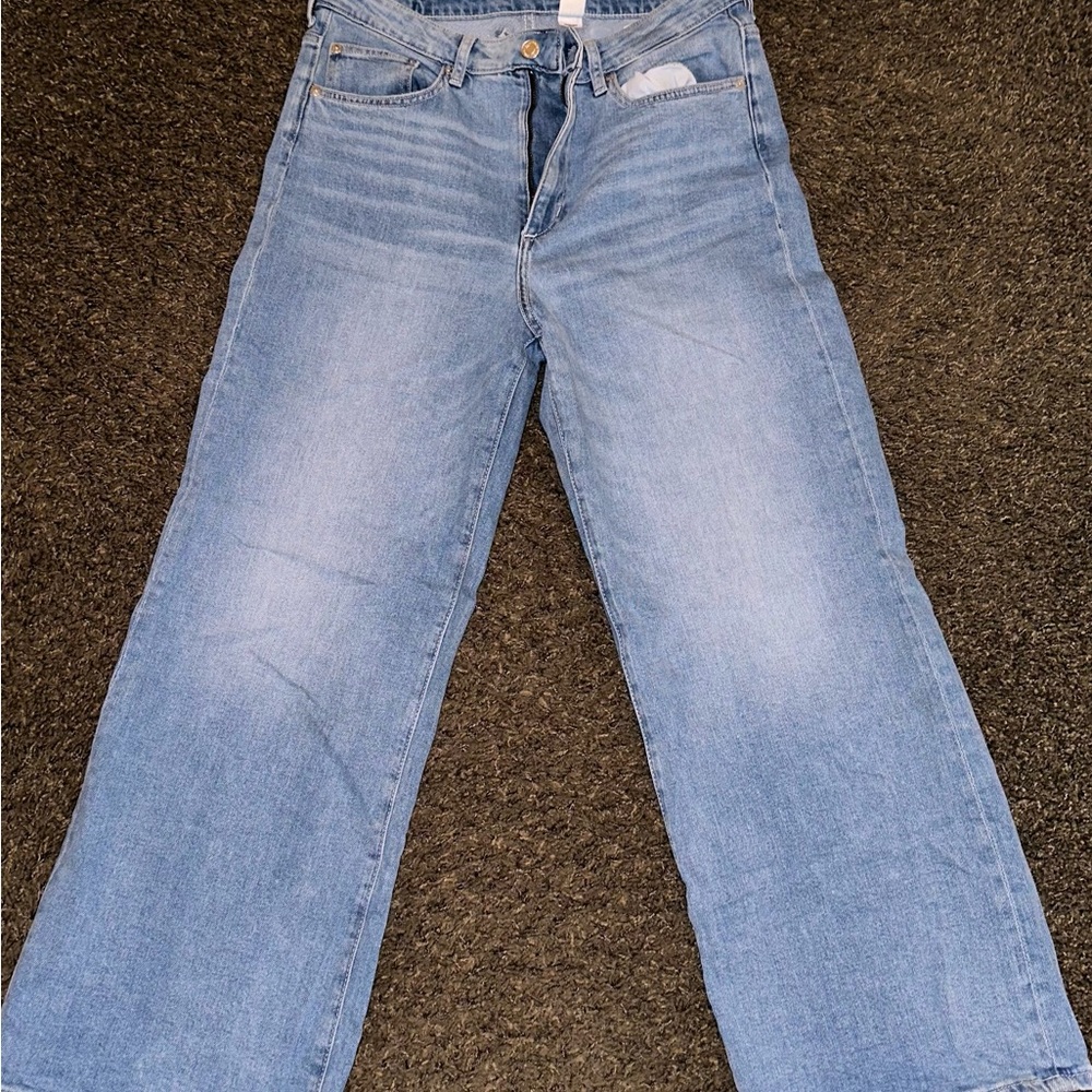 H&M High Waisted Light Wash Wide Leg Jeans